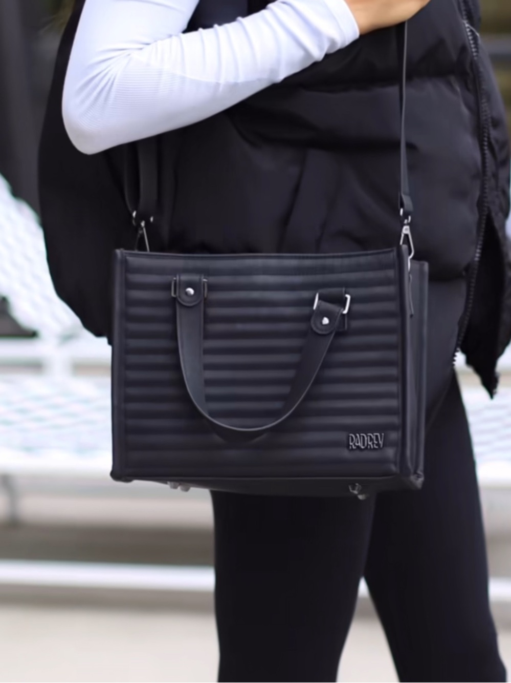 Quilted Satchel Bag - Black